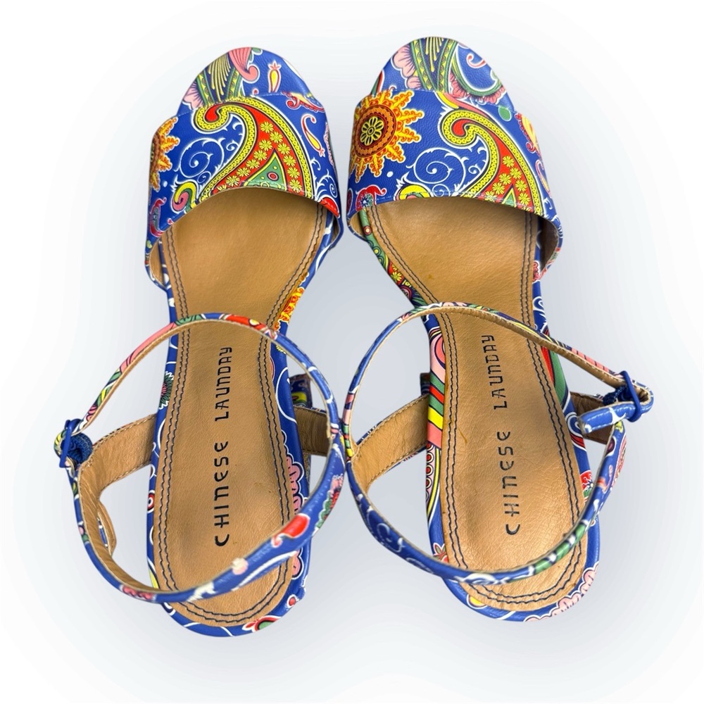 NWOT Chinese Laundry Women’s Abie Paisley Platform Psychedelic Chunky Heels - Picture 6 of 15